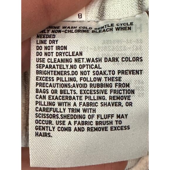 Uniqlo white gray stripes long sleeves fleece t shirt size Large - Picture 5 of 10